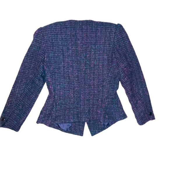 Vintage En Avance Tweed Blue Purple Fitted Blazer Suit Jacket Size 9/10 - Picture 2 of 8